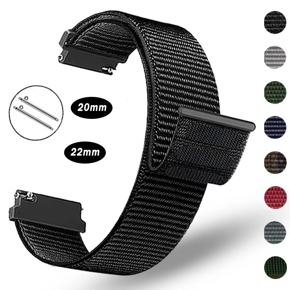 Nylon Loop Watch Band Strap, 20mm/22mm, Universal Fit Bracelet