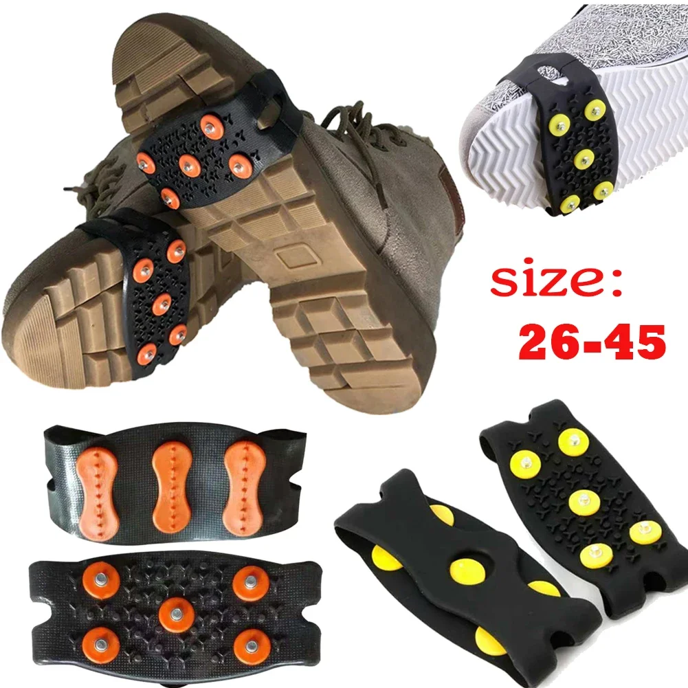 TPE Plastic Manganese Steel Snow Ice Claw Crampon Cleats for Hiking Boots
