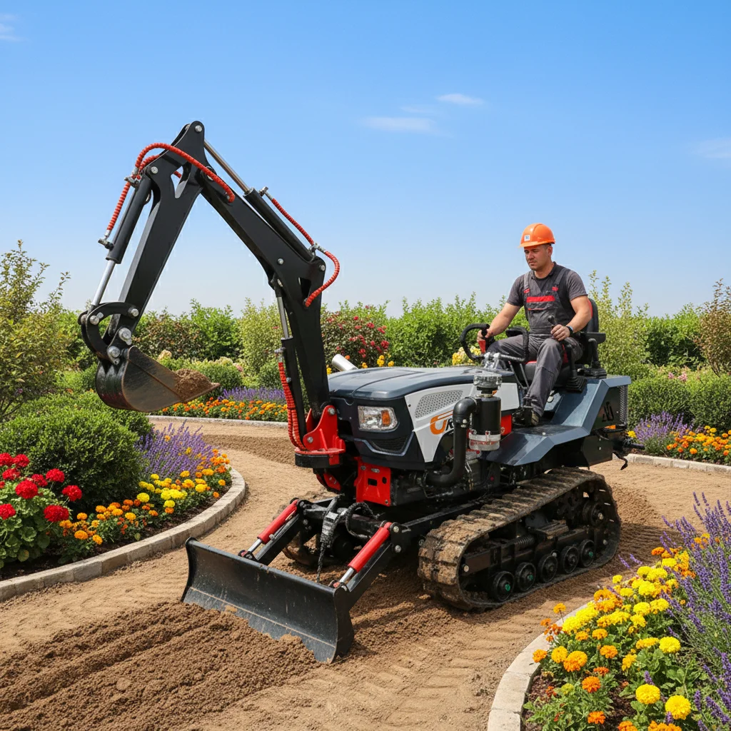 Grace Mini-Raupenschlepper mit Bagger 25PS 35PS Diesel Landwirtschaftliche Bodenfräse Kultivator Landwirtschaftsmaschine