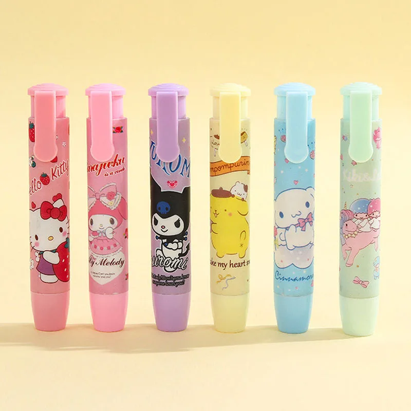 Press Eraser Creative Sanrio Hello Kitty Anime Kuromi Melody Cinnamoroll Cartoon Kawaii Stationery Gift Office School Supplies press eraser