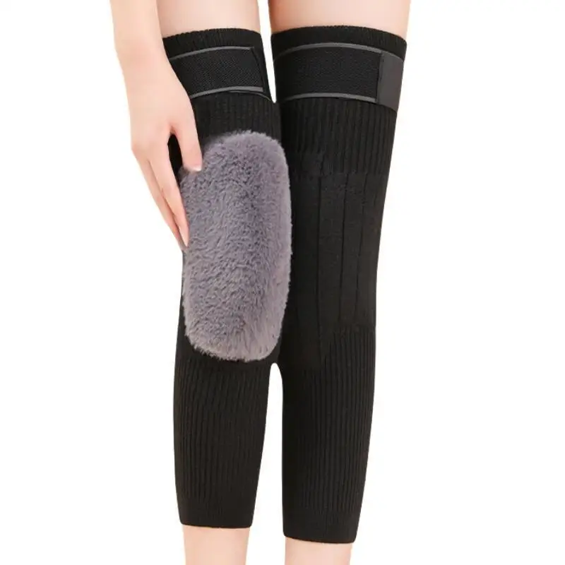 1 pár tepelný koleno rukáv protiskluzový elastická vlna kašmírové koleno ortéza podpora ochránce koleno teplejší vycpávky legging punčošky zábaly