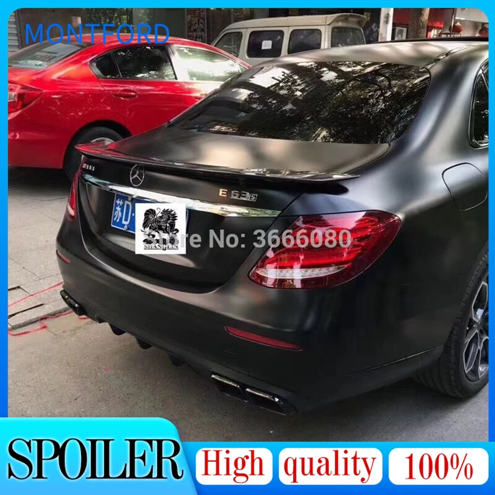 

SHCHCG For Mercedes-Benz W213 E Class 4-Door Sedan E200 E220 E250 E300 2016-2018 Carbon Fiber Rear Lip Spoiler Trunk Boot Wing