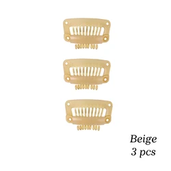 Black Plastic Snap Clips for Hair Styling and Extensions (Beige 3pcs)