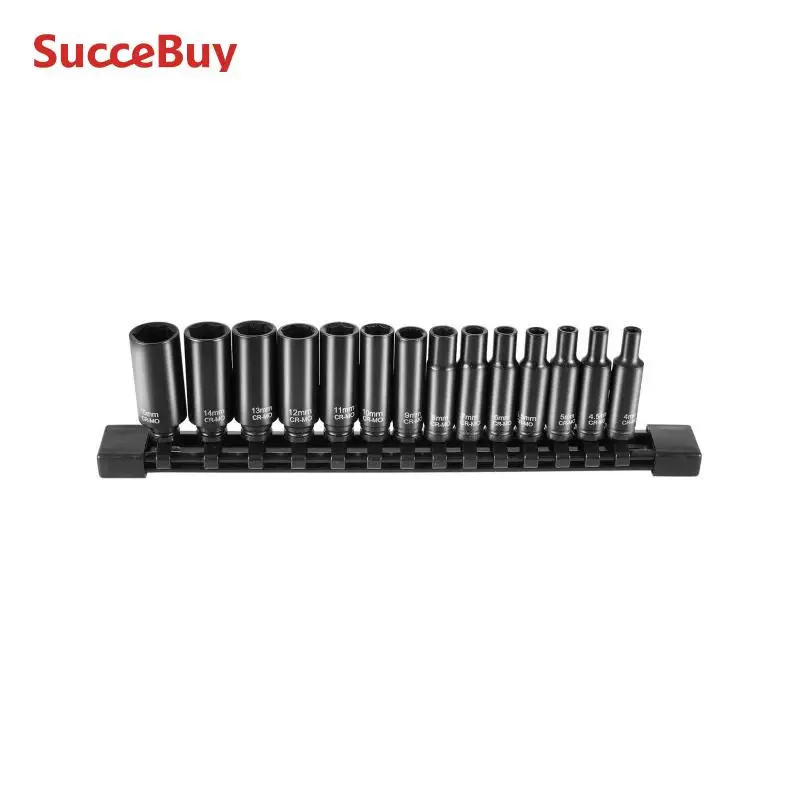 SucceBuy DriveImpact Socket Set Cr-Mo Alloy Steel Auto Repair Easy-to-Read Size Marking Rugged Construction Socket Organizer