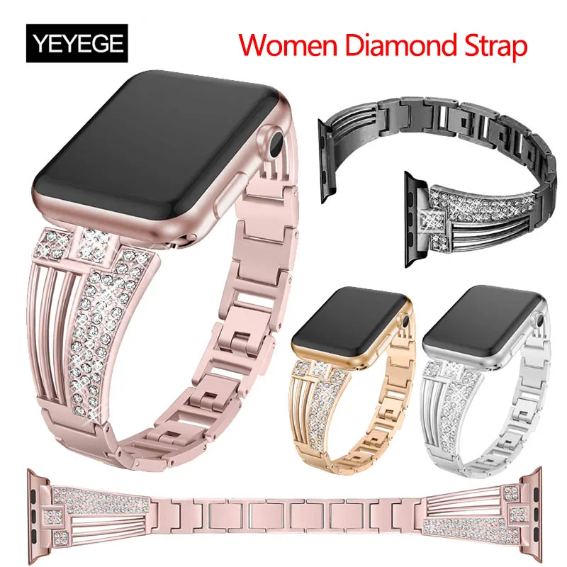 

Diamond Bracelet For Apple Watch Band 42mm 44mm 45mm 38 41 40mm Bling Metal Wristband For Apple Watch Series 7 Strap SE 6 5 4