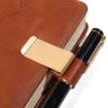 Creative Stainless Steel Practical Leather Metal Pen Holder Clip Journal Notebook Paper Folder Portable Pencil Clamps Stationary 5