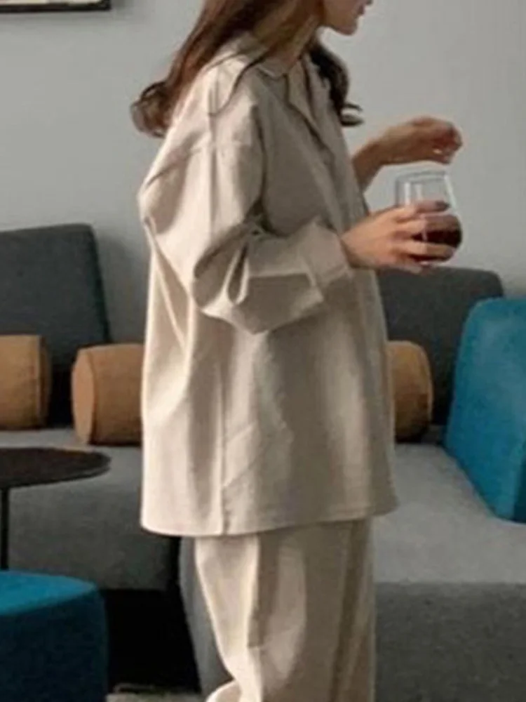 Fashion Stripe Long Sleeve Pajamas Women Single Breasted Buckle Turn Down Collar Home Wear Autumn Pajama Sets