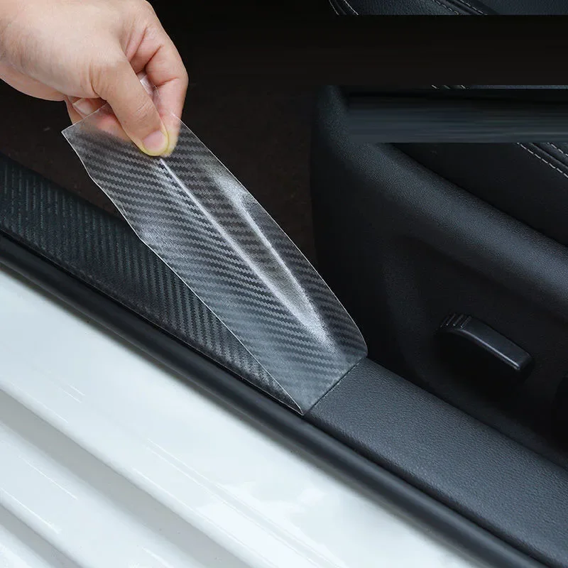 Transparent Carbon Fiber Car Threshold Portector Moulding Strip Trim Bumper Strip Door Sill Film Anti Scratch Guards Car Sticker car stickers car door edge guards carbon fiber sticker car door protector car threshold protector car door anti collision strip car door edge protector car door rubber protector car reflective tape sticker car trunk door sill protector