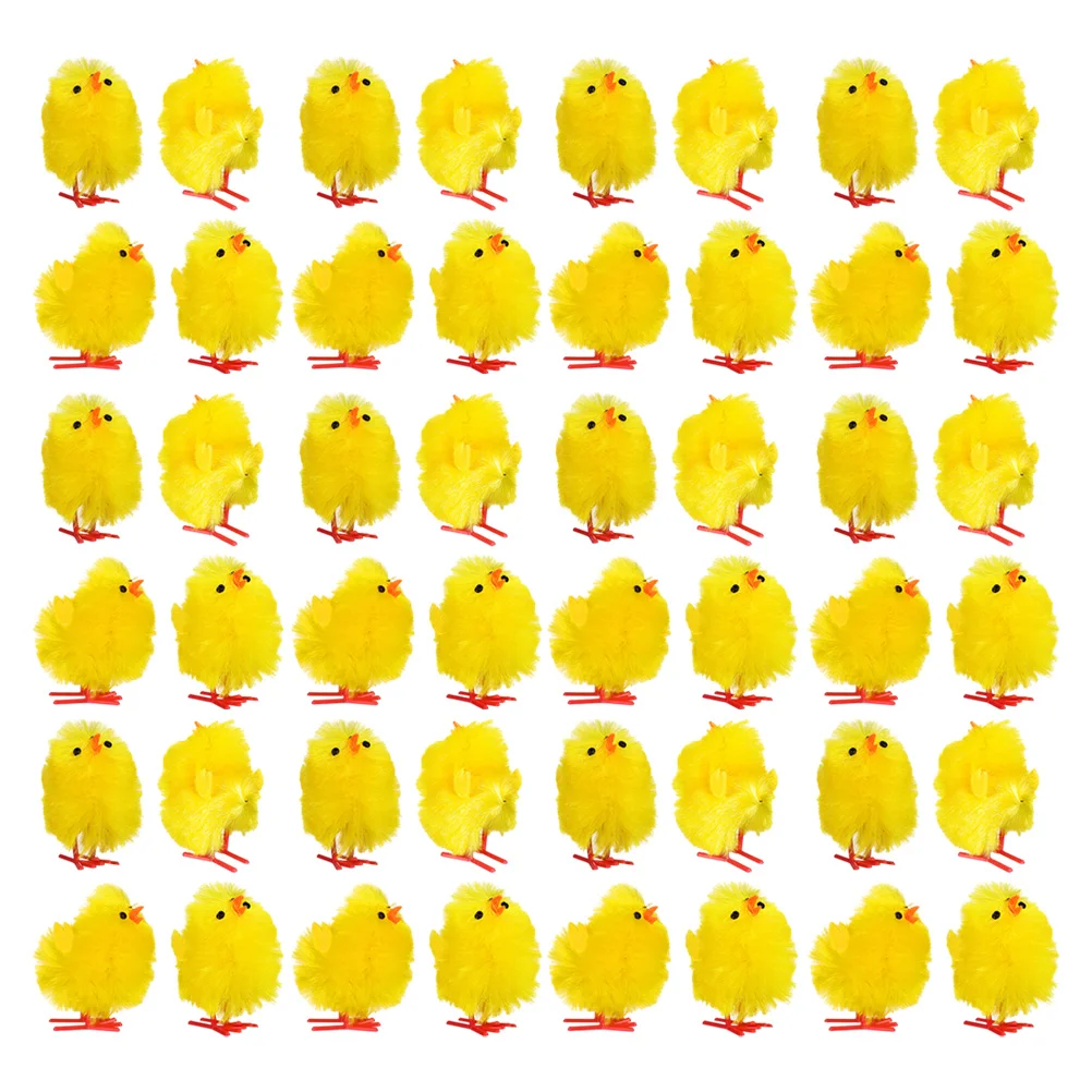 

60pcs Easter Chicks Models Simulated Chicken Cartoon Easter Decorations DIY Miniature Chicken Garden Ornament Home Decor