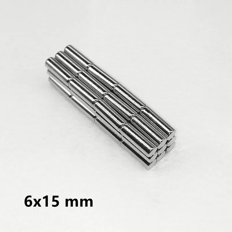 

10~100PCS 6x15 mm Thick Strong Cylinder Rare Earth Magnet 6mm*15mm Round Neodymium Magnet 6x15mm Small Magnet Disc 6*15 mm N35