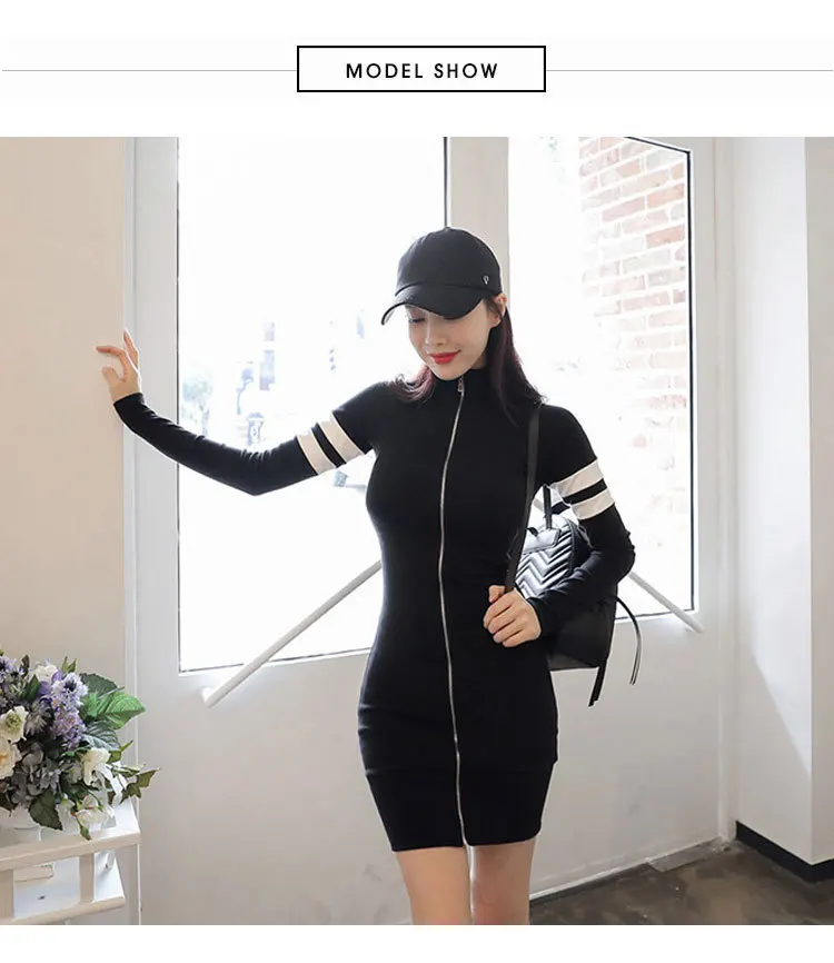 Korean Knitted Long Sleeve Dress Image 2