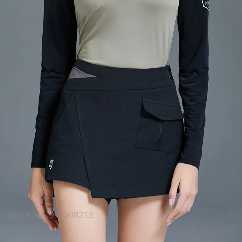 SWAN LOVE GOLF Female High Waist Skort Slim Quick Dry Golf Short Skirt Women Anti-empty Sports Mini Skirt Casual Pocket Shorts