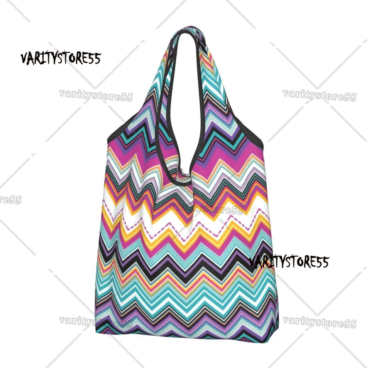 Strati Di Colore Zig Zag Generi Alimentari Shopping Tote Bags Divertente Bohemian Camouflage Modern Shoulder Shopper Bag Borsa Di Grande Capacità