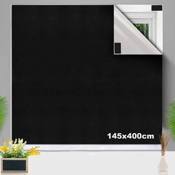 100% Blackout Window Cover Darkest Light Block Black Privacy Film Anti Look House Home Tint Glass Cloth Portable Curtain Bedroom 1