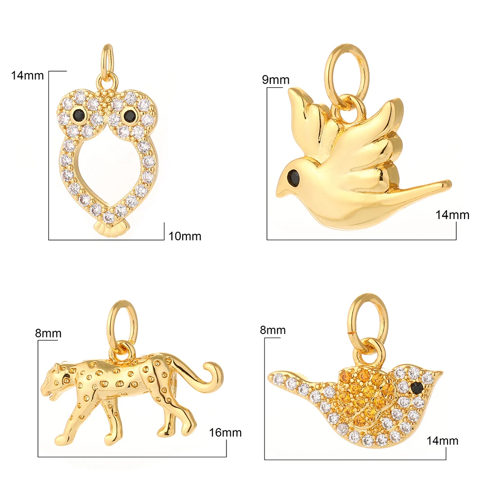 골드 컬러 새와 표범 DIY 펜던트 매력 보석 만들기 고양이 매달려 디자이너 매력 Diy 귀걸이 목걸이 팔찌
