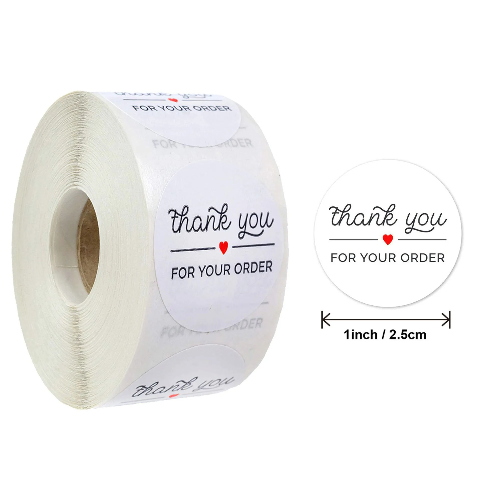 500Pcs/Roll 주문 스티커에 감사드립니다. 2.5cm/1.0in 라운드 DlY 장식 라벨 중소기업 선물 인감 라벨에 적합