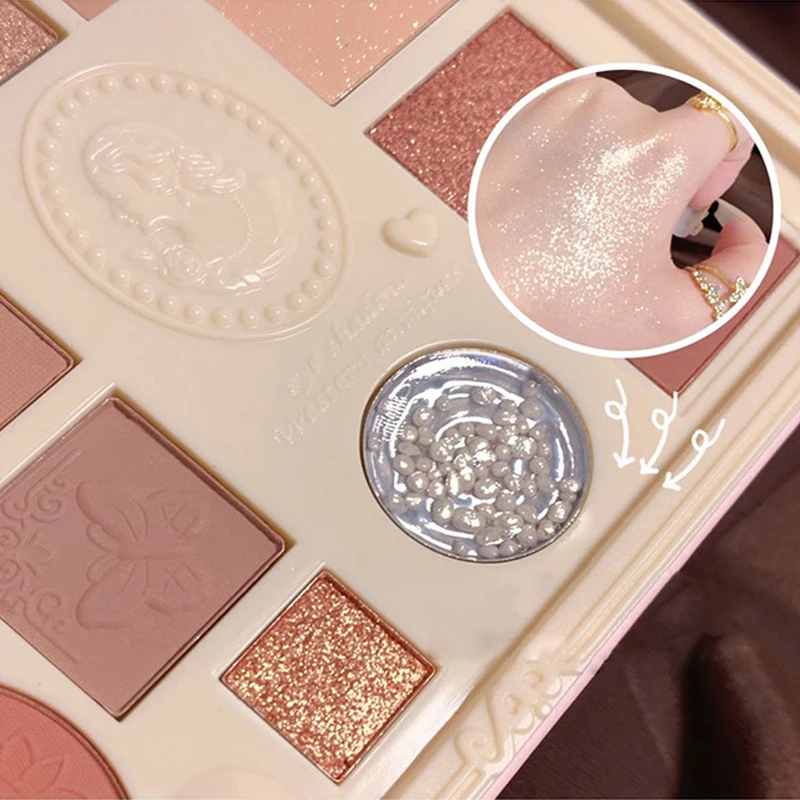 Lace Relief Eyeshadow Palette Natural Matte Glitter Pearlescent Kumquat Contour Highlighter Korean Eye Shadow Makeup CosmeticGif