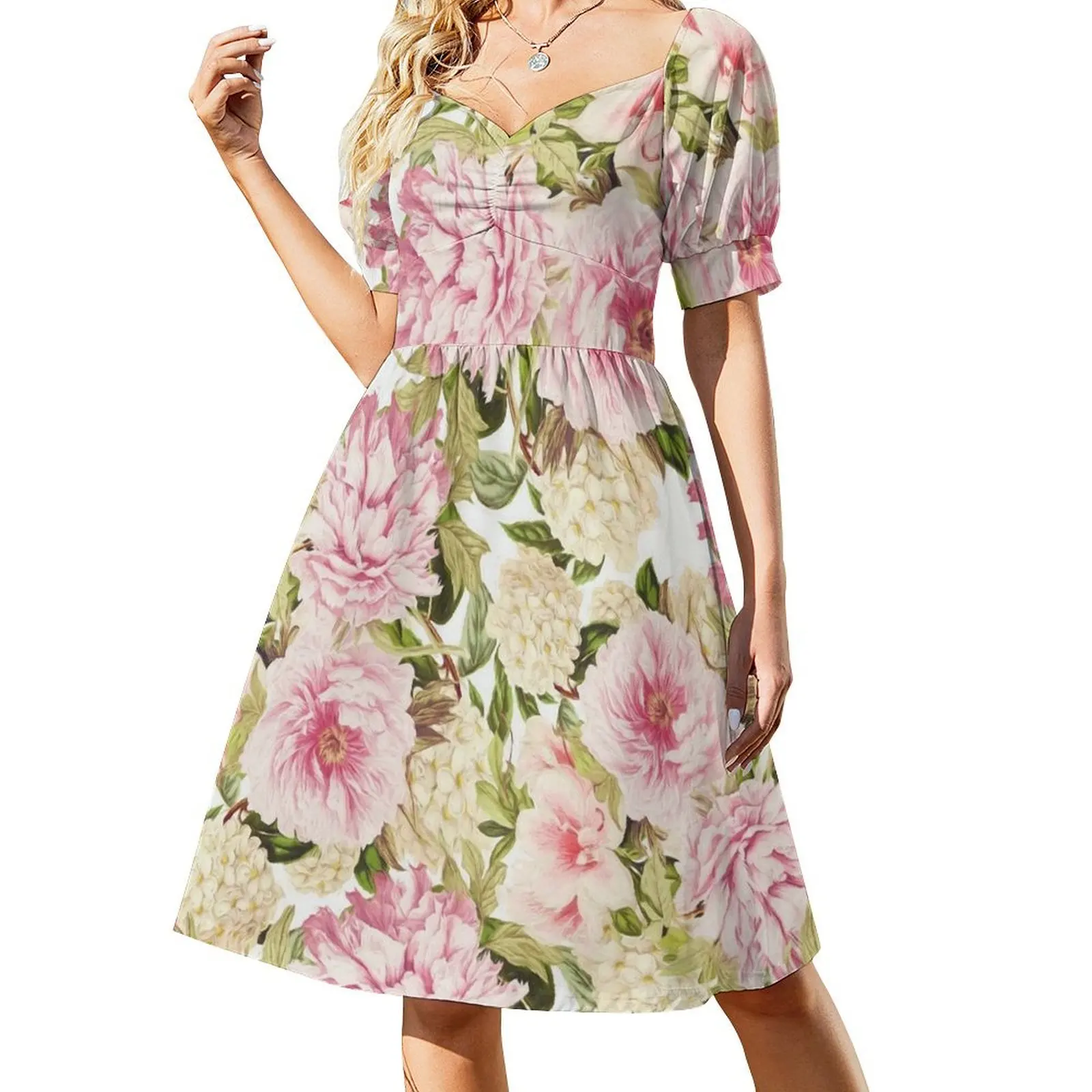 

vintage peonies and hydrangeas Sleeveless Dress Beachwear dresses for special events evening dresses luxury 2024