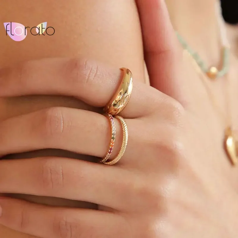 Gold Plated Silver Ring Bling Minimalist Multiple Styles CZ Finger Ring For lovers' Anniversary Engagement Gift Fine Jewelry