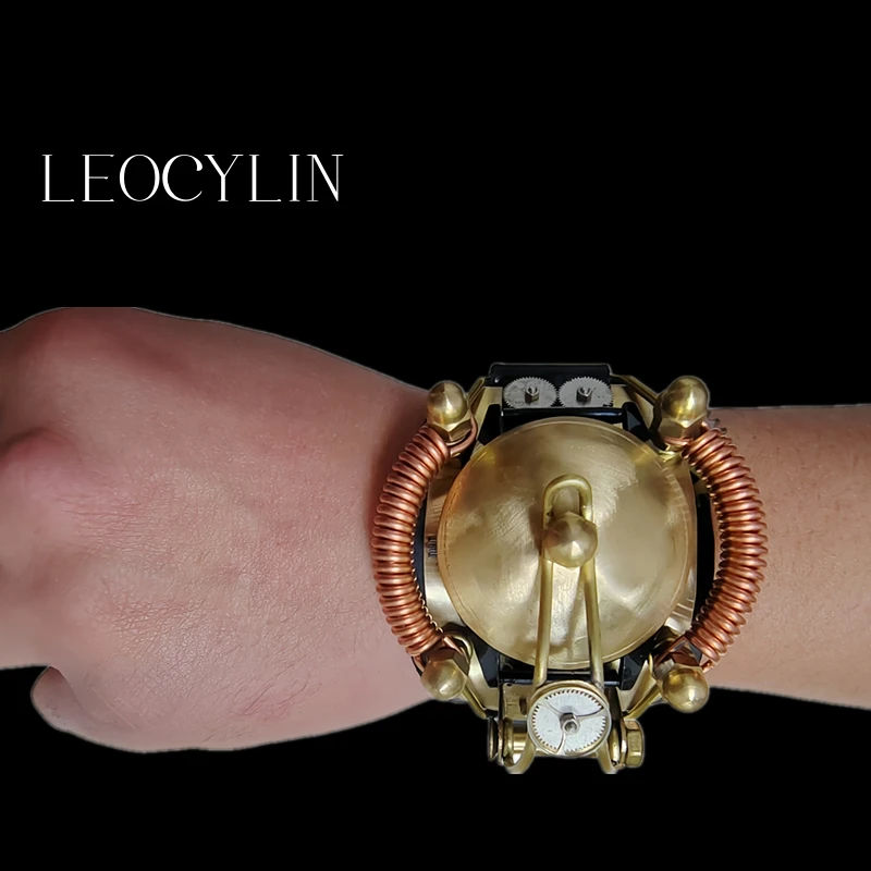 Silverora Orologi da uomo in pelle Steampunk Orologi da polso: Punk TRE Occhi decorativi Analogici Al Quarzo Orologi Da Uomo Ampio Multistrato In Vera Pelle Orologi, Blu, classico con un tocco di