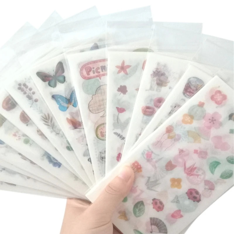 6pcs/pack Kawaii Creative DIY Dariy Decoration Scrapbooking Stickers Transparent Adhesive Planner Stickers 13 selection
