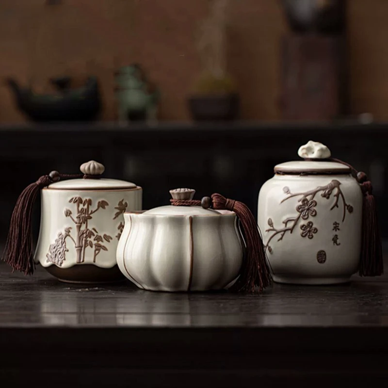 

Керамическая банка для чая ручной работы в античном стиле, герметичная банка для хранения чая и кофе, кухонные аксессуары для чая