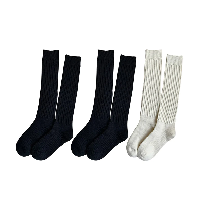 Cozy Wool Knee-Length Stacked Socks - Thick Coffee Colored Winter Warmth