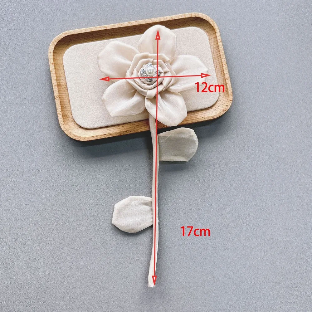 Dingzhu Organza 자수 원단 패치 살구색, DIY 의류 수리 패치 브로치 액세서리, 원피스 DIY 장식, 신제품