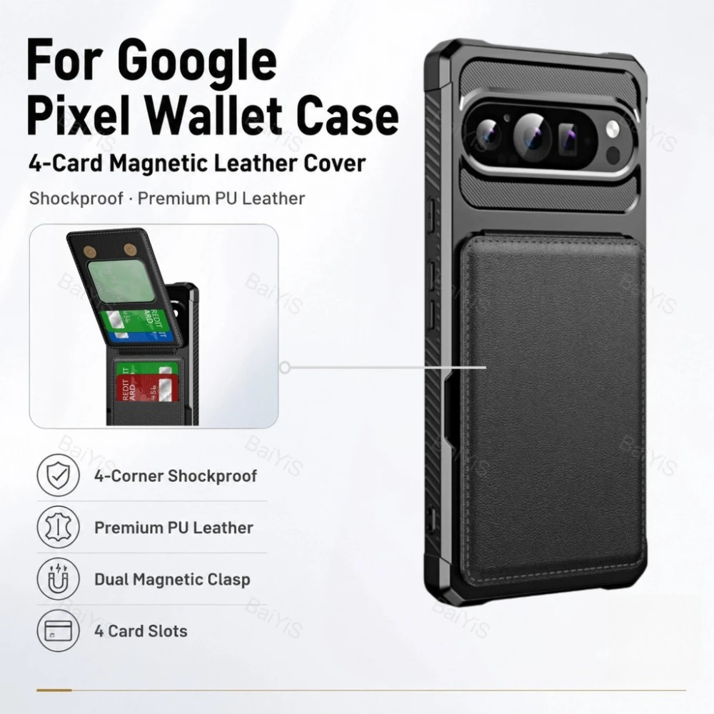 Luxury Leather Flip Wallet Phone Case with Card Holder and Anti-Drop Protection