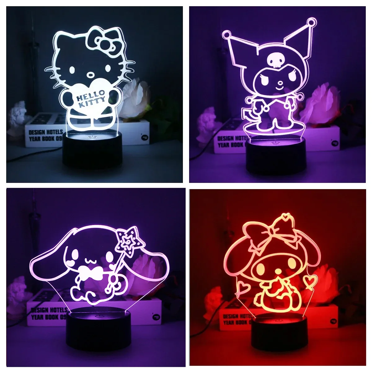 

Cartoon Sanrio 3D LED Night Light Kawaii Cinnamoroll Kuromi Anime Figure Toys Table Lamp Hello Kitty Room Decor Birthday Gifts