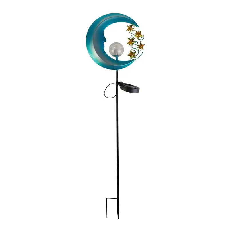 

Stars Moon Solar Lights Moon Stars Solar Garden Decorations With Crackle Glass Ball Auto On/Off Waterproof Landscape Lighting