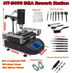 Hot Air BGA Rework Station HT-R490 3 Zones Soldering Welding Machine Touch Screen 4000W for Mobile Phone PCB Repairing 220V 110V