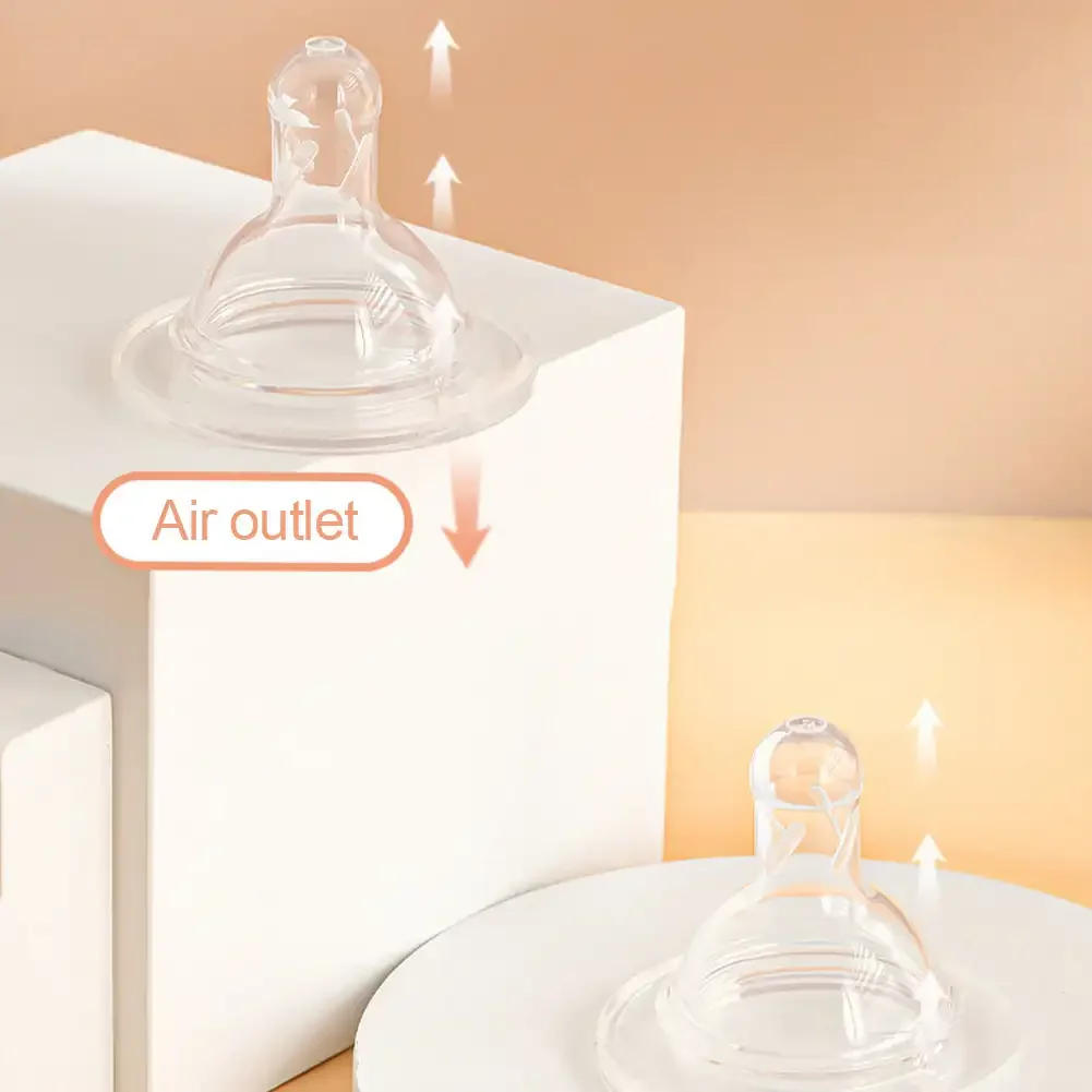 Silicone Pacifier Baby Wide Neck Soft Spiral Teat Nipple Circle Hole Cross Hole Care Bottles Natural Flow Nipples BPA Free