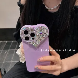 Candy Blink 3D Diamond Heart StyleSoft Phone Case Cover - iPhone 12 (Purple)