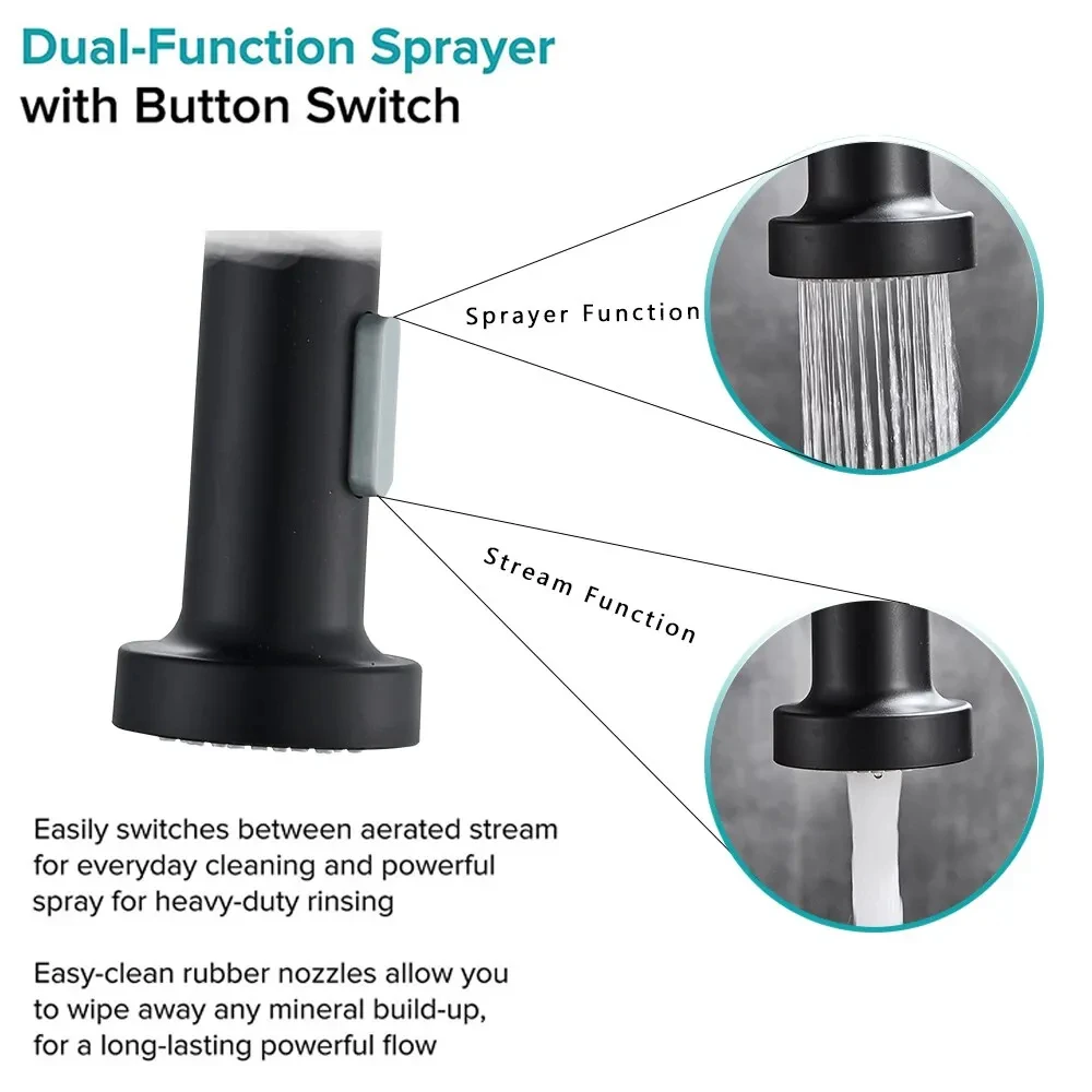 Kitchen faucets Matte Black Pull Down Kitchen Faucet Chrome Dual Modes Nozzle Hot Cold Water Mixer Crane Tap Brass Spring Kitchen Sink Faucets