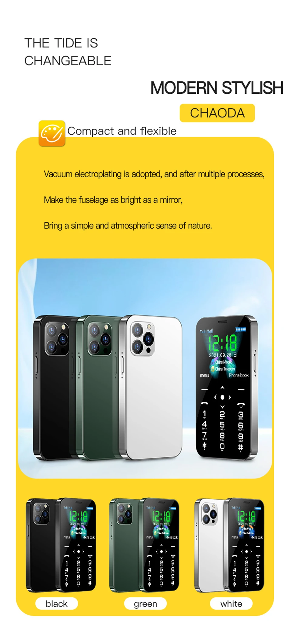 SOYES D13 4G LTE Mini Mobile Phone 1.77 Inch Touch Screen Keyboard Cellphone 900mAh Dual SIM Type-C SOS Small Celular Phone