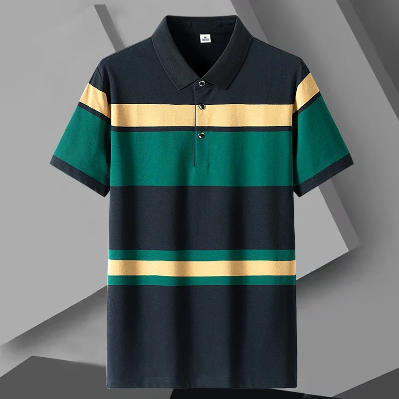 Nieuwe Zomer Heren Klassiek Gestreepte Polo Heren Heren Katoenen Korte Mouwen Zakelijk Casual Hot Poloshirt Heren Dropshipping