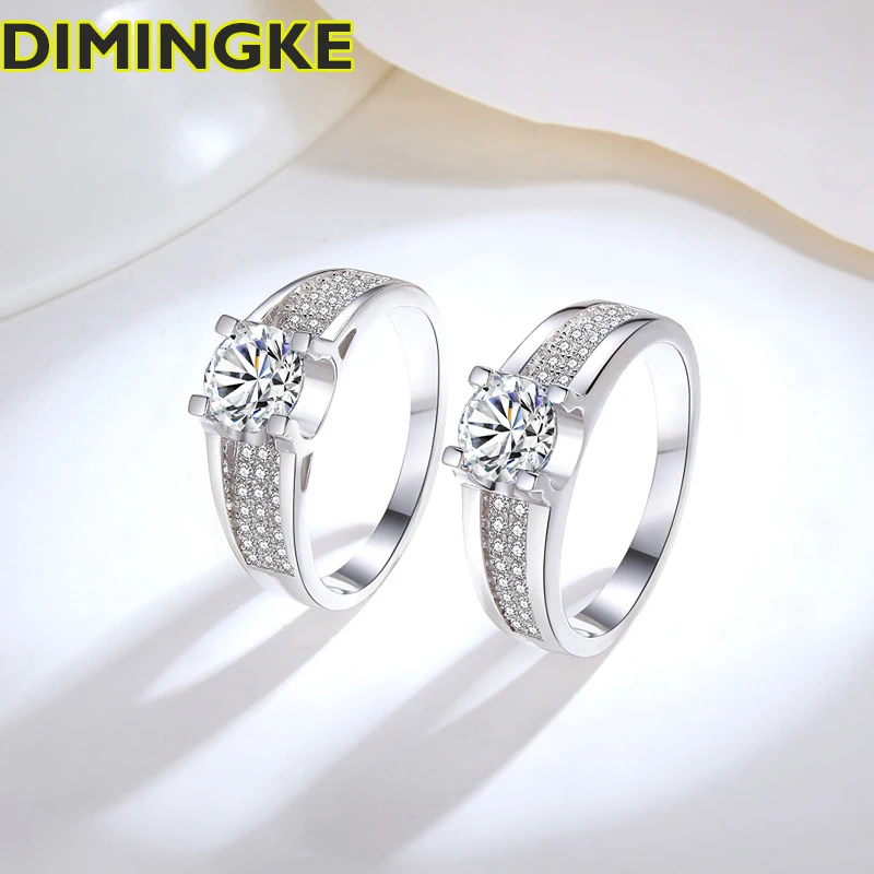 

DIMINGKE Valentine's Ring S925 Silver 1CT D Moissanite GRA Certificate Fine Jewelry Wedding Party Women's Gift Free Shipping