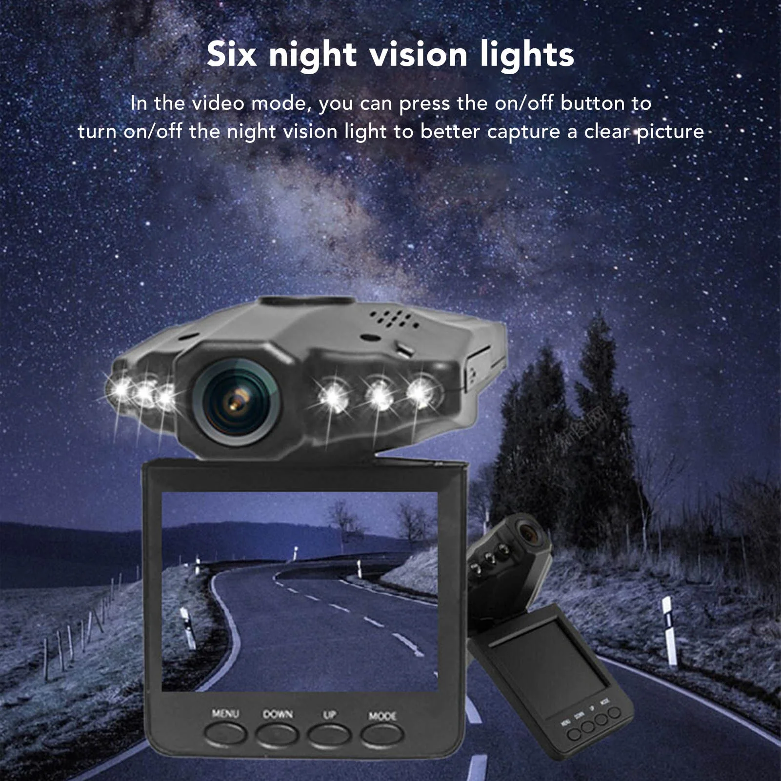 Dash Cam 720 Degree Rotatable Night Vision Auto Recording 2.5 Inch Screen Car Driving Recorder 1080P HD for Parking