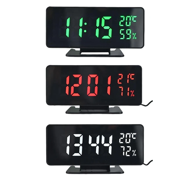 Reloj de pared Digital grande para decoración del hogar, cronógrafo LED con  modo nocturno, temperatura, humedad, fecha, tira de escritorio USB -  AliExpress