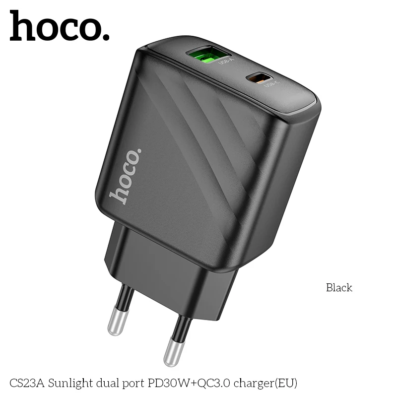 

HOCO 30W Dual-port Charger Quick Charge 4.0 3.0 Type C PD USB C Charger For iPhone 15 Pro Max Xiaomi Huawei Samsung Fast Adapter