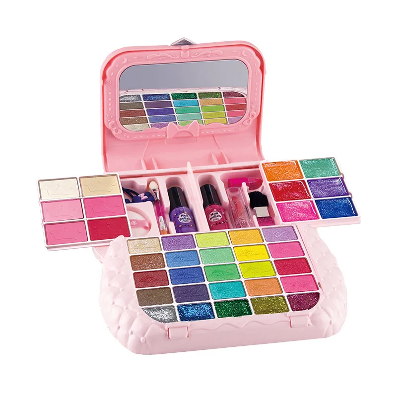 With Cosmetic Case Makeup Toy Kits Portable Playset Kids Washable Makeup Girls Toys For Kids Toddlers Girls Present Gift 6