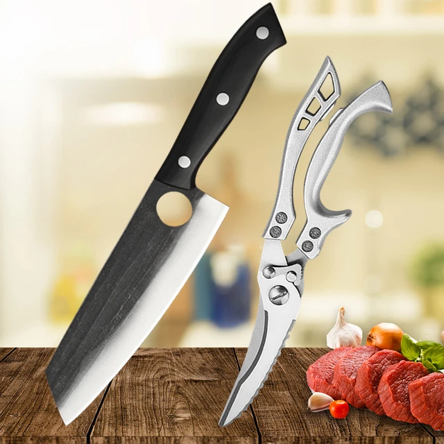 Kitchen knives Set Forged Stainless Steel Meat Cleaver Vegetables Slicer  Chef Butcher knife for kitchen Chicken Bone Scissors