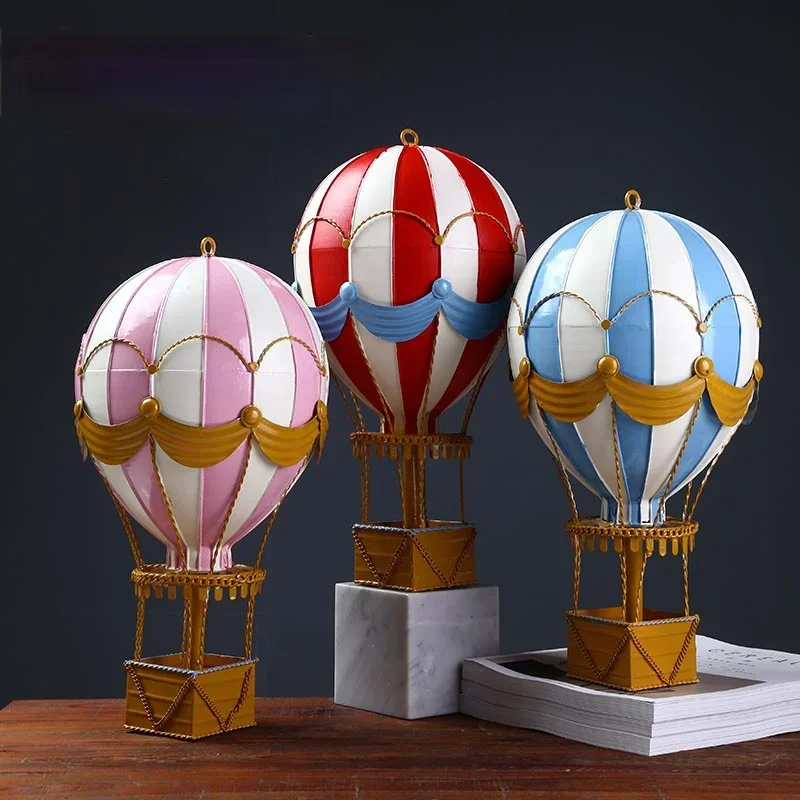 1pc Hanging Craft Home Livingroom 35cm(1.15ft) Modern Iron Hot Air Balloon Wall Decoration Accessories Rainbow Lantern 4
