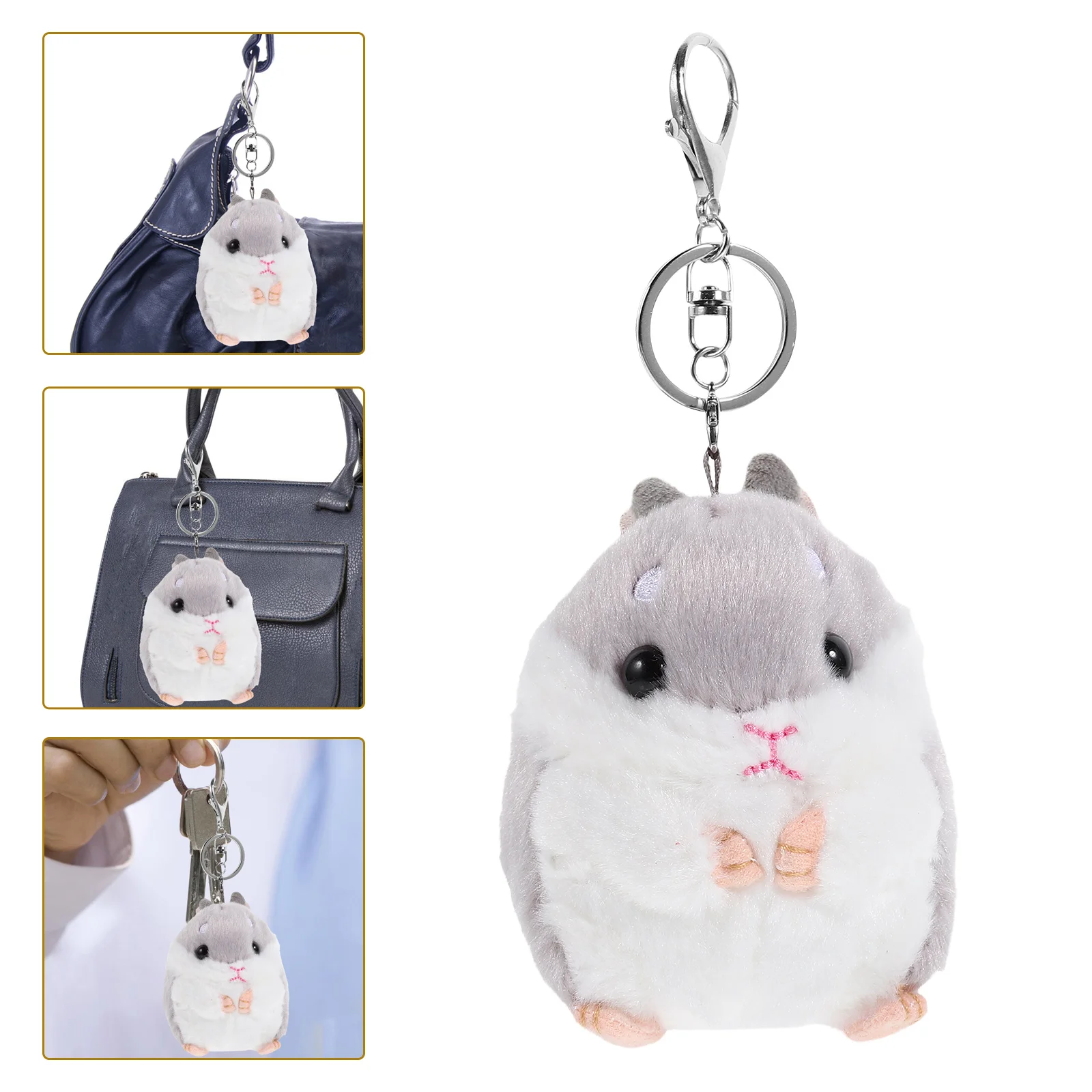 

Hamster Plush Keychain Stuffed Animals Keyring Charm Handbag Pendant Backpack Handbag Charms Gifts for Christmas New Year Party