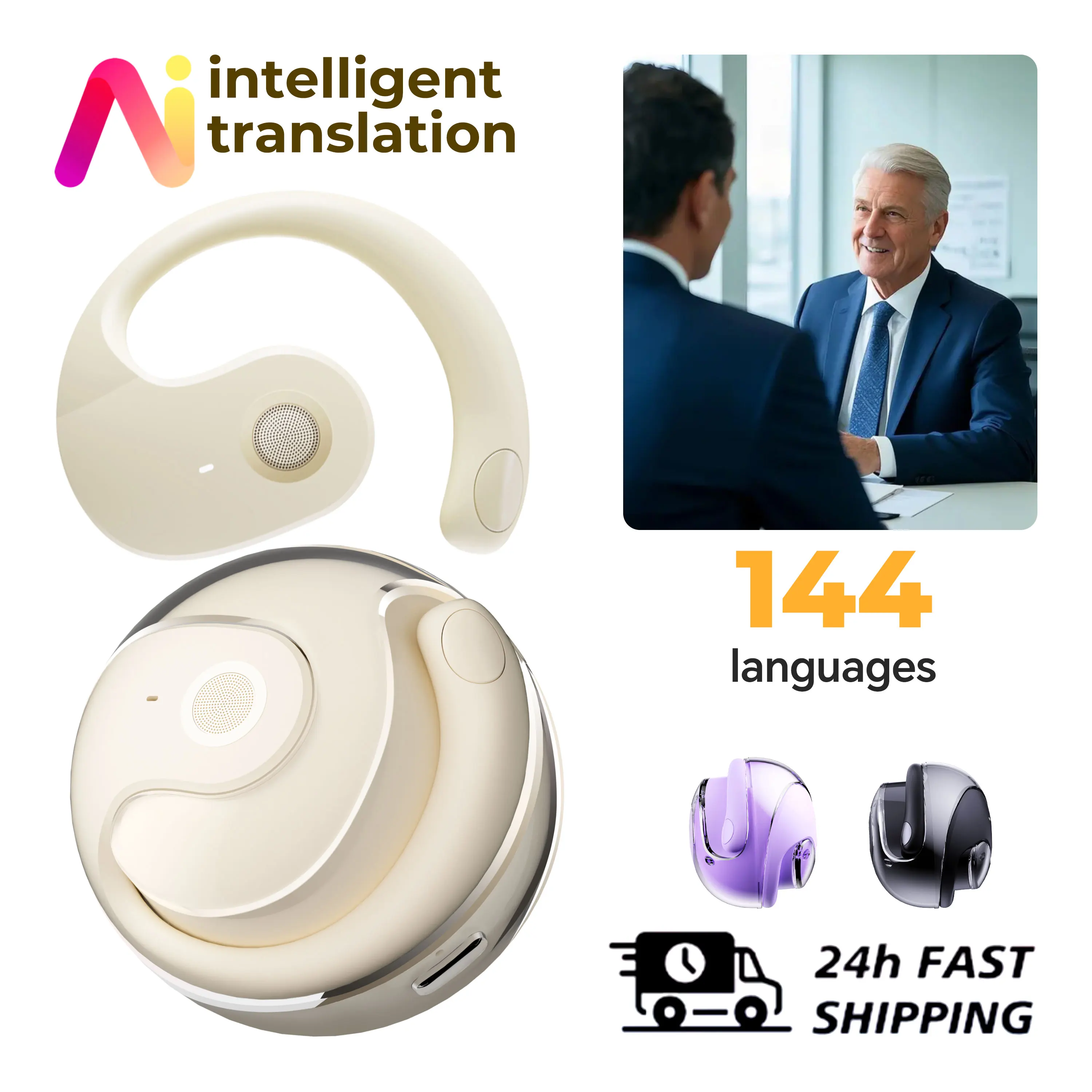 Wireless Bluetooth Earbuds with AI Translator for Music and Sports