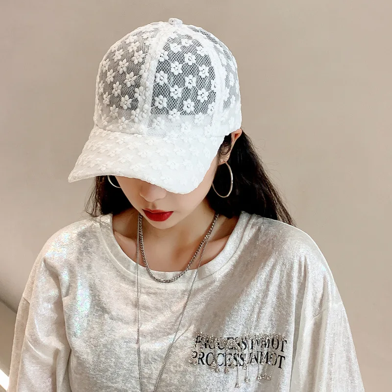 Lace Floral Sun Hat for Outdoor Sports-UV Protection Baseball Cap for Hiking, Running, Cycling-Casual and Fashionable Cap