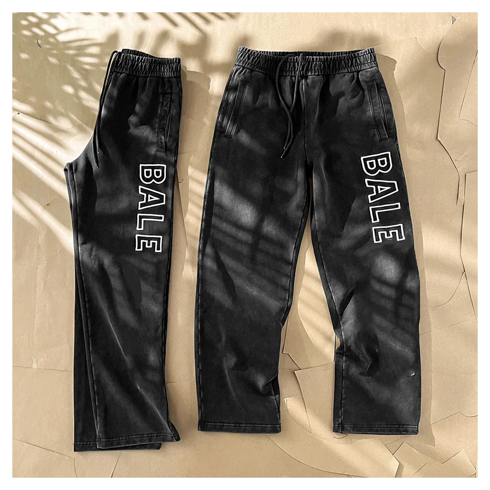 

2023 High-End 1:1 Autumn Men's BALE Side Wash Embroidered Long Pants Loose Fit Unisex 450g