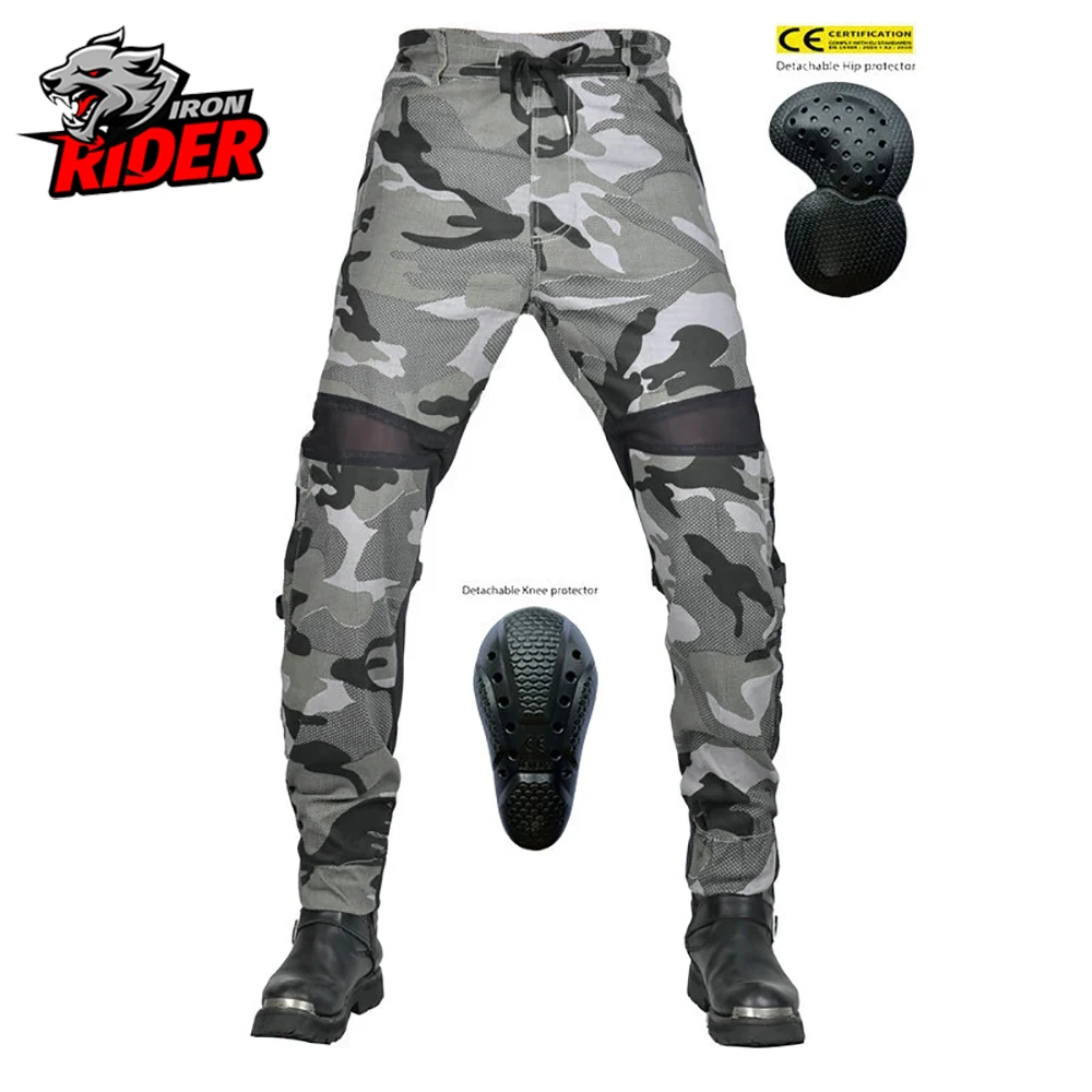 

VOLERO Motorcycle Summer Air Flow Strap Motorcycle Riding Pants Mesh Breathable Camo Motorcycle Anti Drop Pants Size XXS-4XL