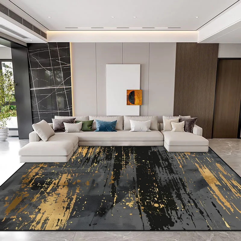 Nordic Abstraction Texture Large Living Room Carpet Luxury Gold Decoration Bedroom Rug Non-slip Washable Lounge Coffee Table Mat 4